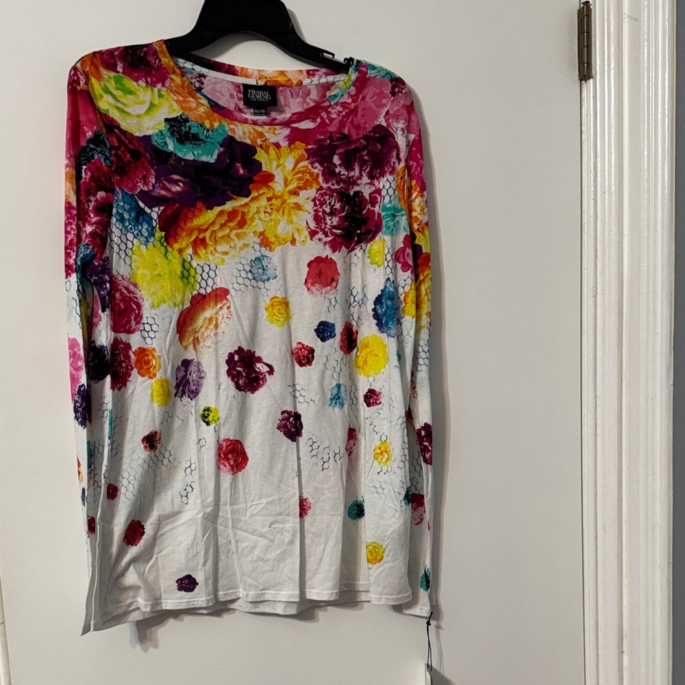 Prabal Gurung Multicolor Floral Long Sleeve Top - White Base